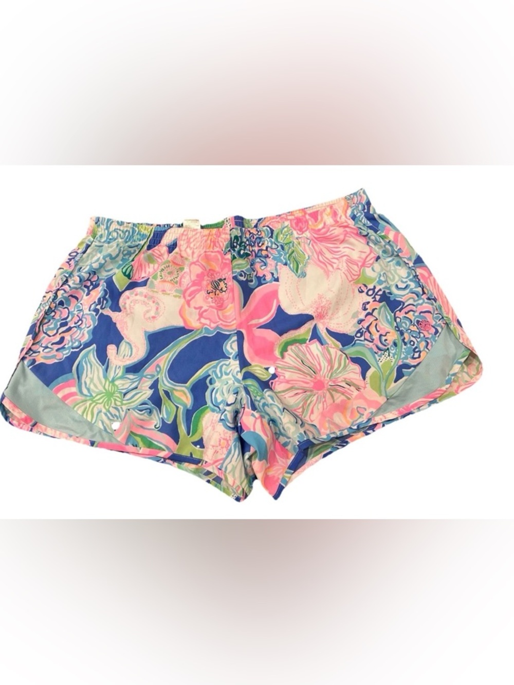 Lilly Pulitzer Luxletic Running Shorts Large L Floral Seahorse Athletic